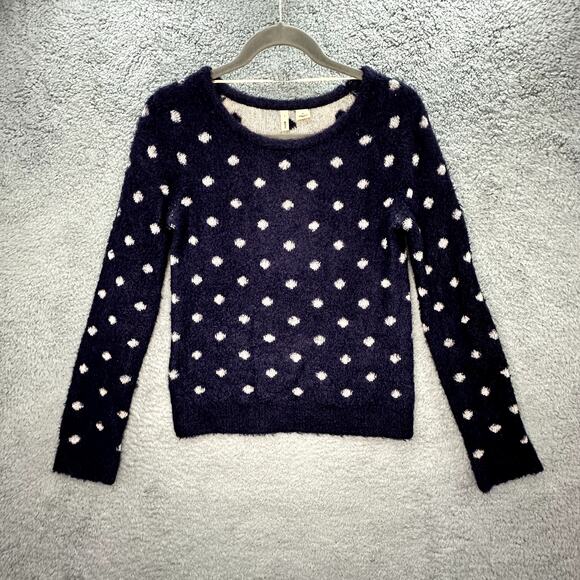 Moth by Anthropologie Sweaters - Moth by Anthropologie Small Wool Blend Blue Cream Polka Dot Sweater Comfort EUC